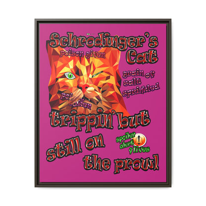 schrodinger's cat - framed canvas art (pink)