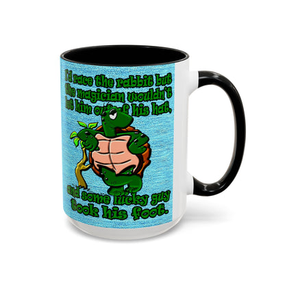 turtle race - Accent Mug (faded dark blue)