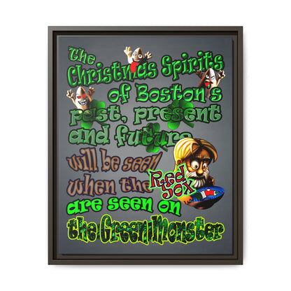 christmas spirits of boston - framed canvas art (grey-light grey)
