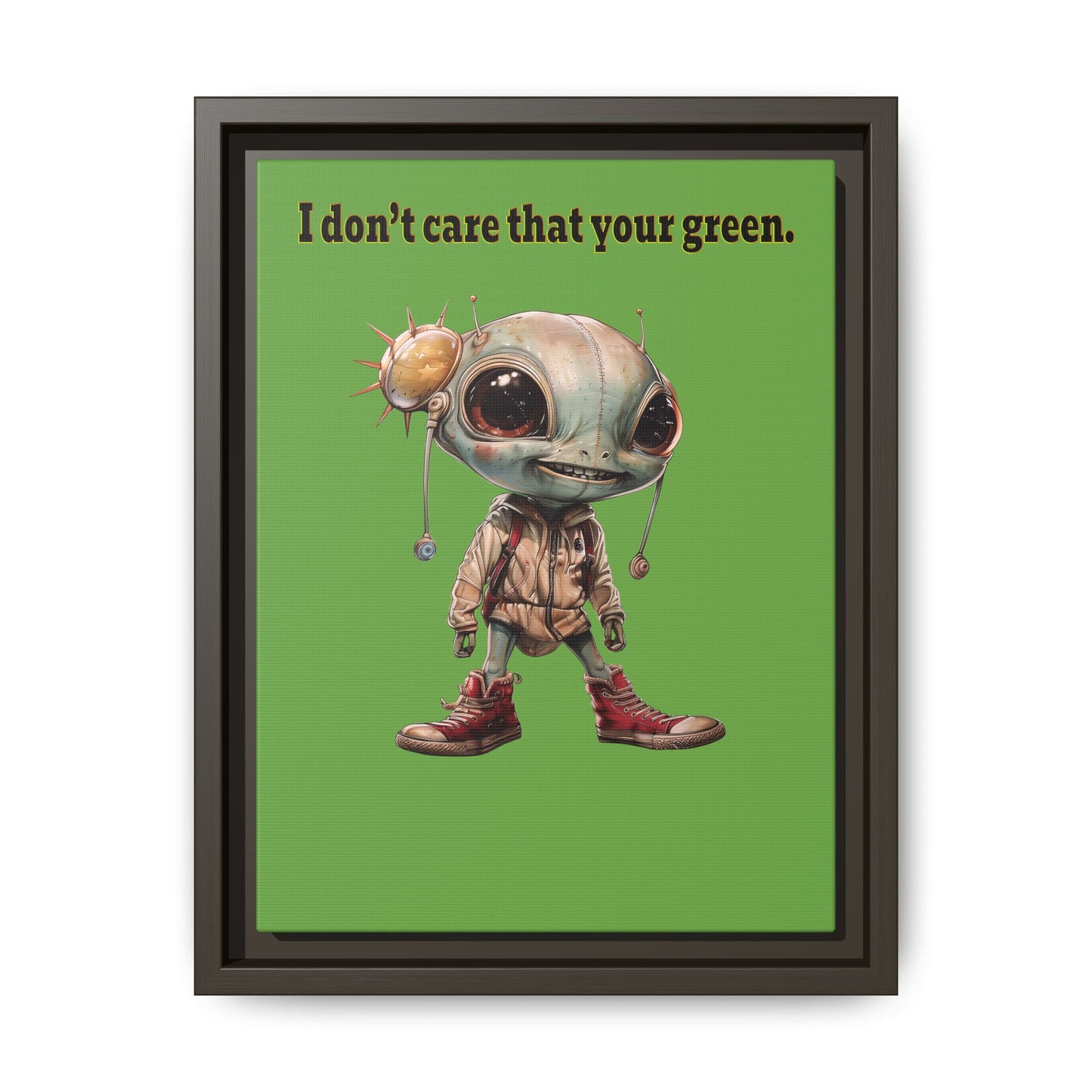 I don't care that your green - framed canvas art (green)
