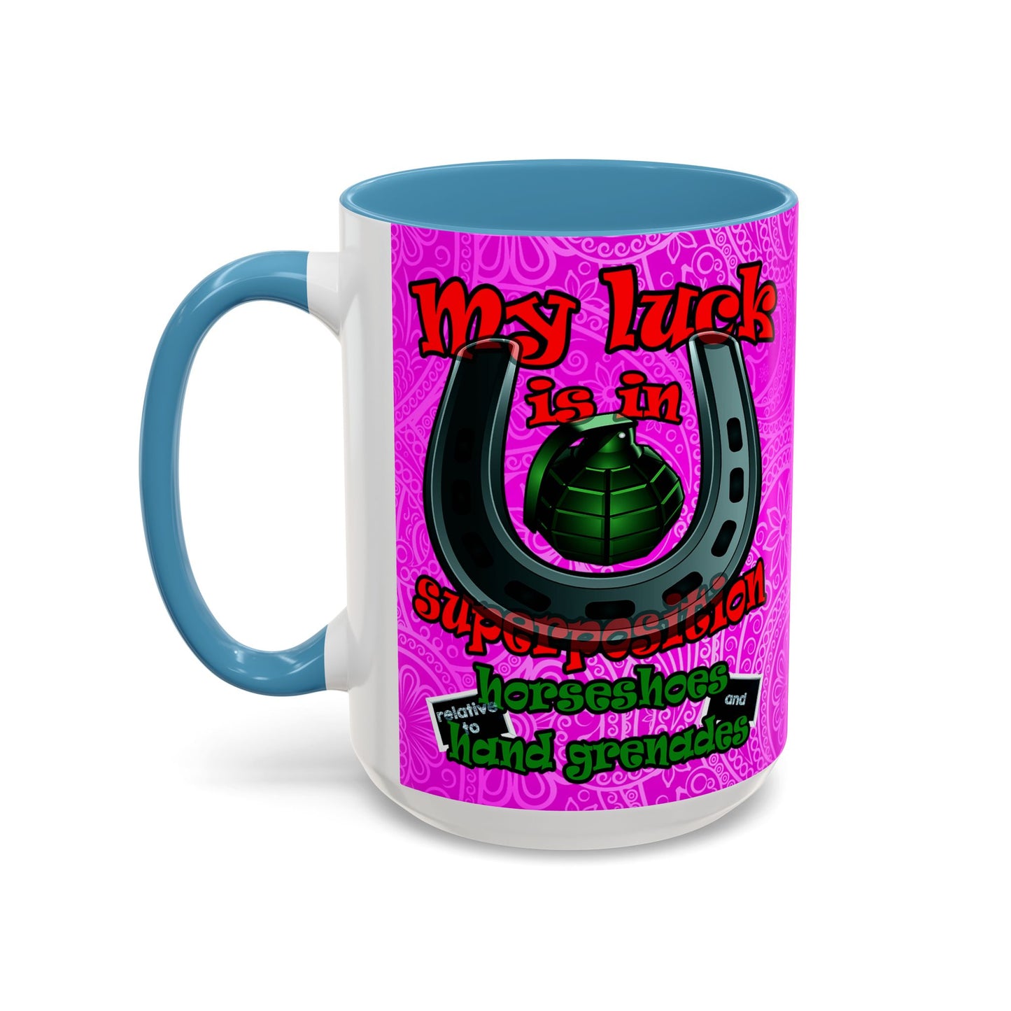 my luck - Accent Mug (pink swirl)