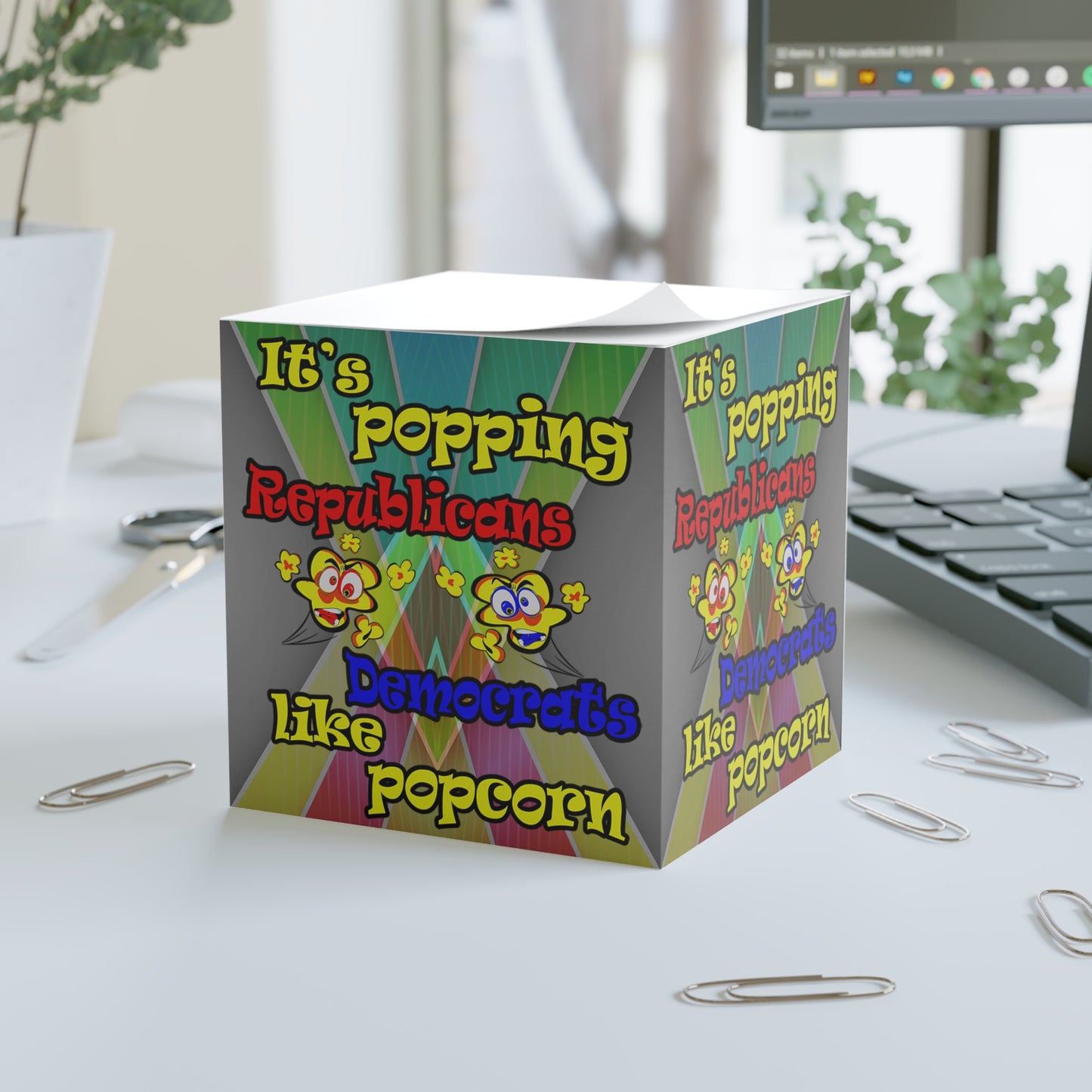 popping like popcorn - note cube (rainbow split)