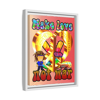 love peace - framed canvas art (yellow-orange wave)