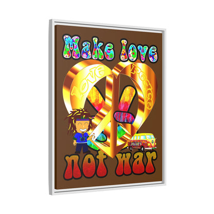 love peace - framed canvas art (brown)