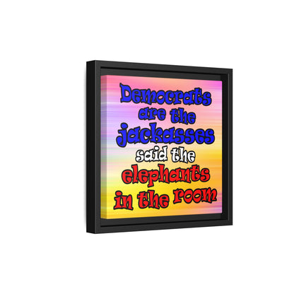 donkeys and elephants - framed canvas art (color blur)