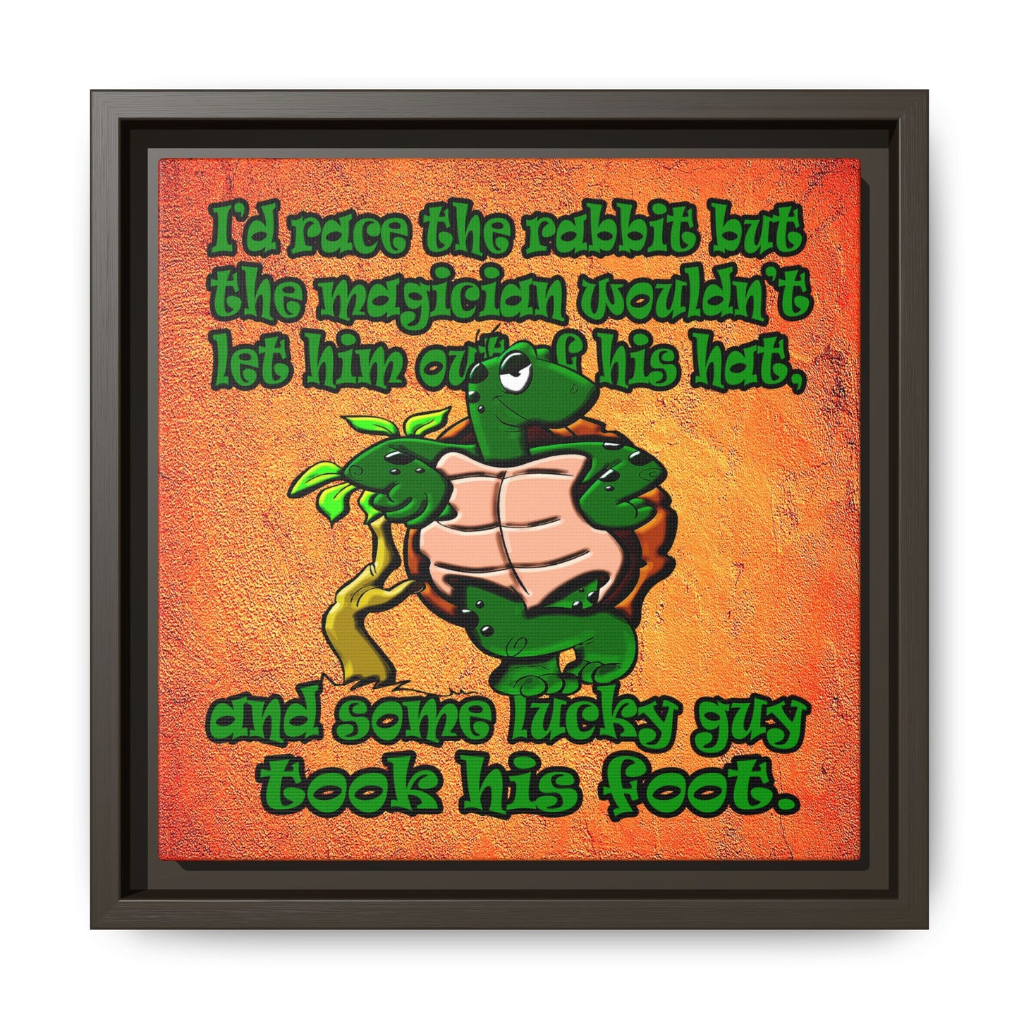 turtle race - framed canvas art (burnt orange)