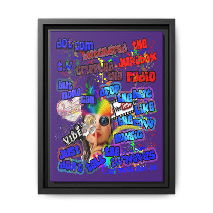 drop the beat - framed canvas art (purple)