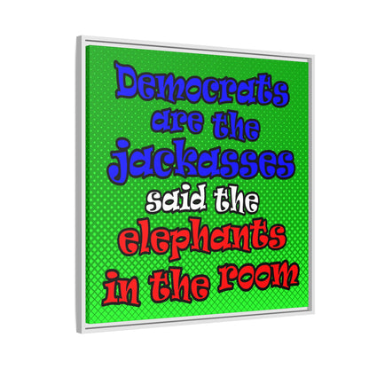 donkeys and elephants - framed canvas art (logo green)