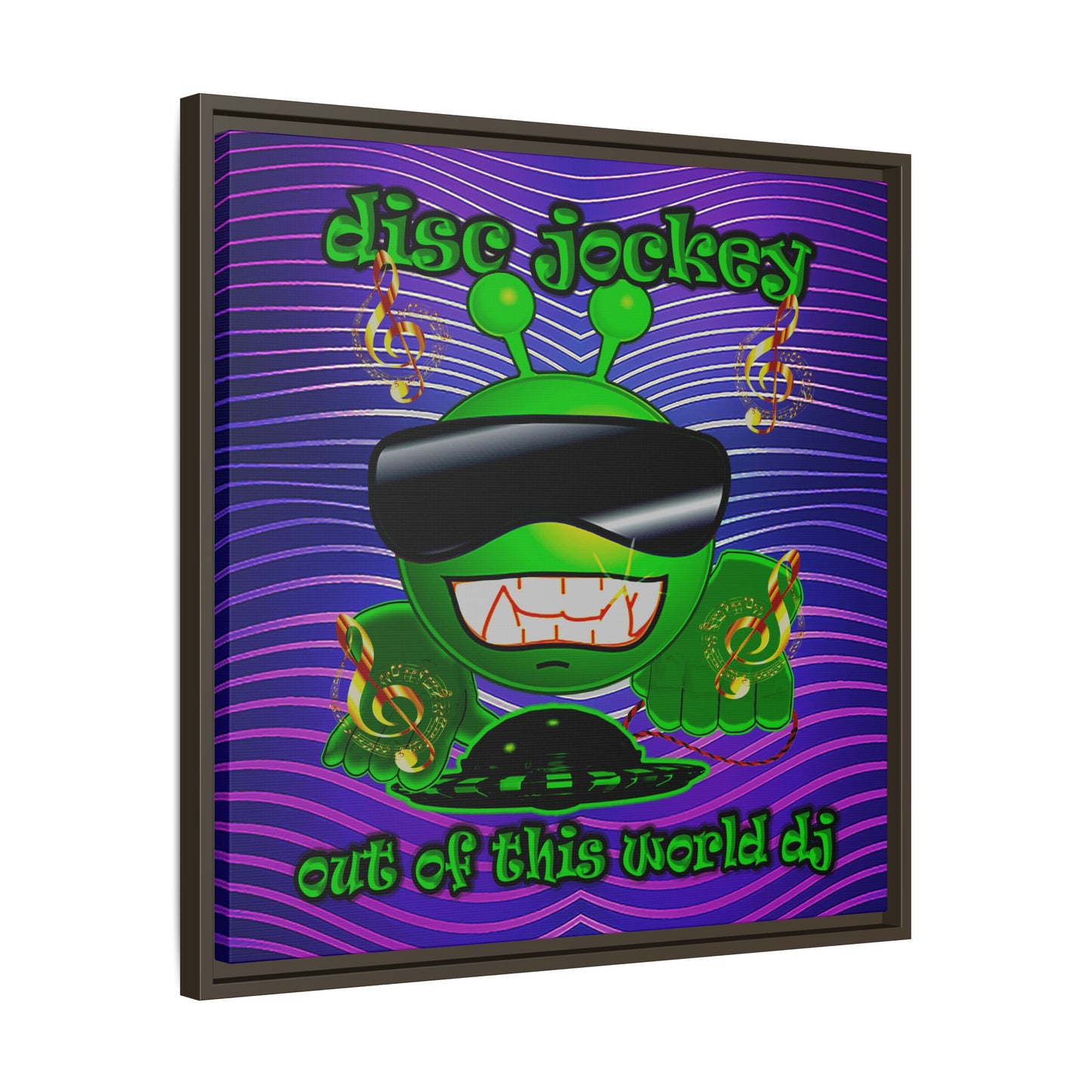 disc jockey - framed canvas art (purple wave)