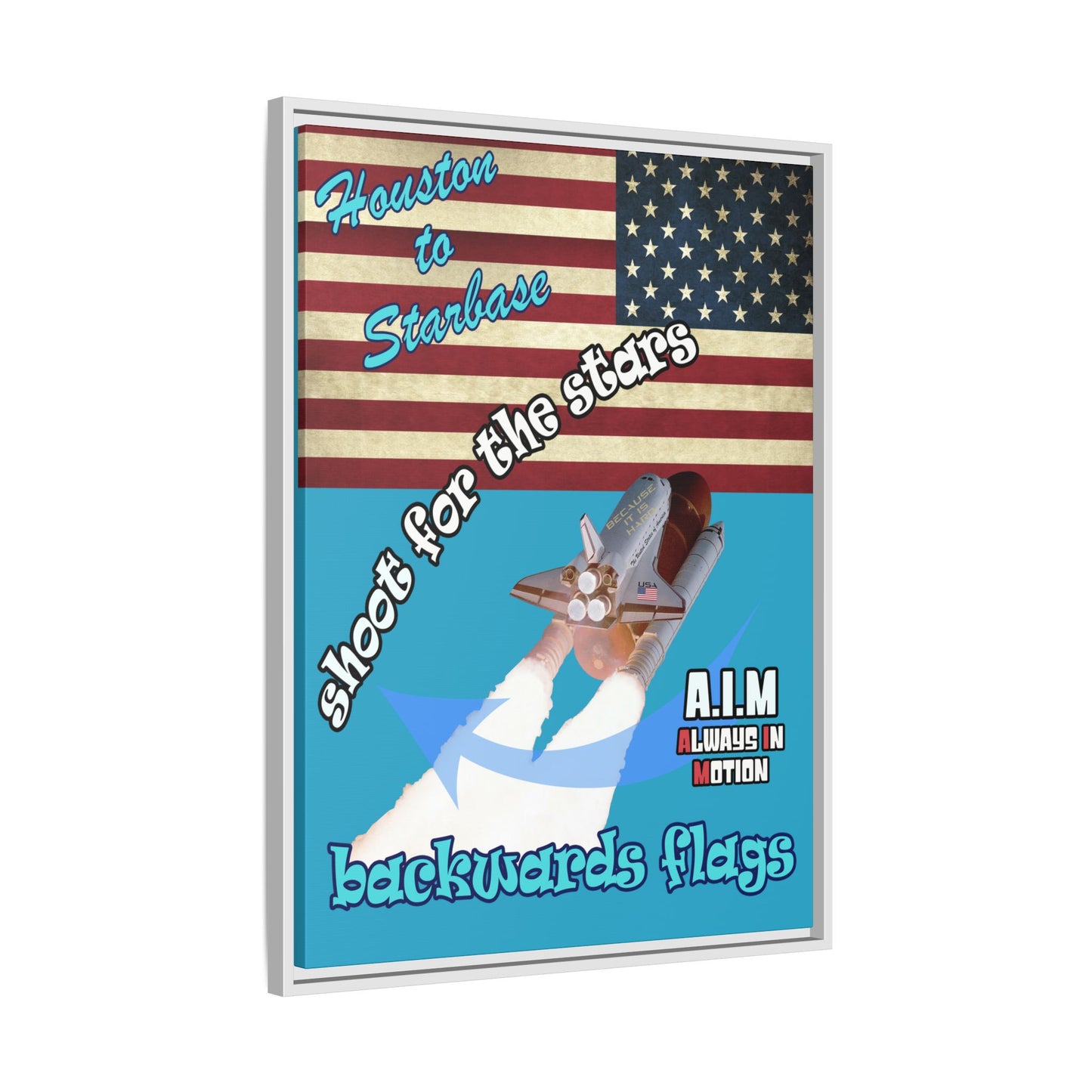shoot for the stars - framed canvas art (turquoise)