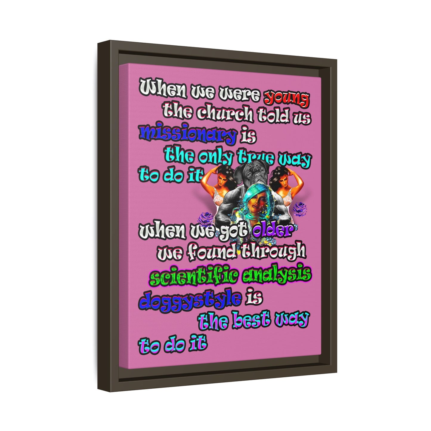 doggystyle - framed canvas art (light pink)