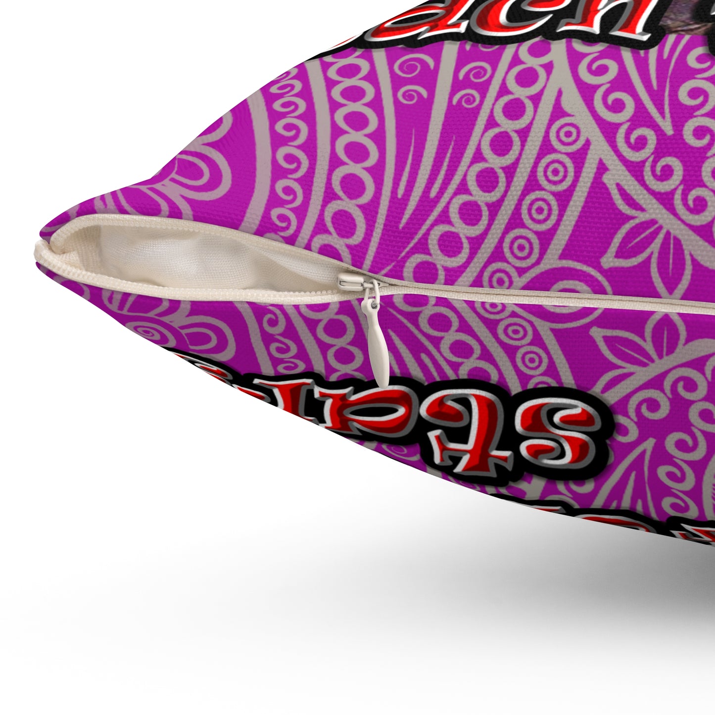 defy conquer reach - Spun Polyester Square Pillow - (pink swirl)