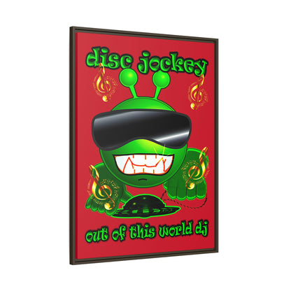 disc jockey - framed canvas art (dark red)