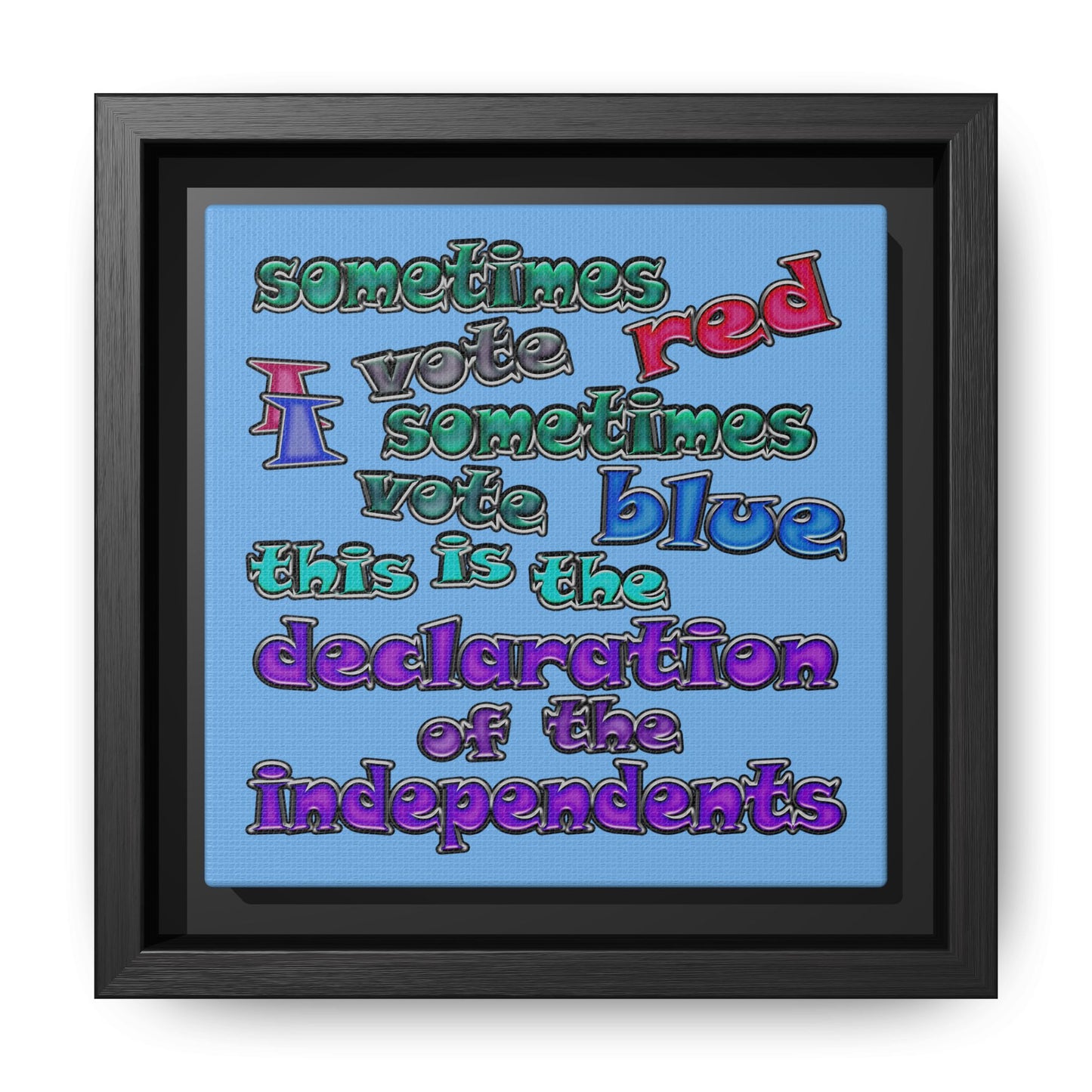 declaration of the independents - framed canvas art (light blue)