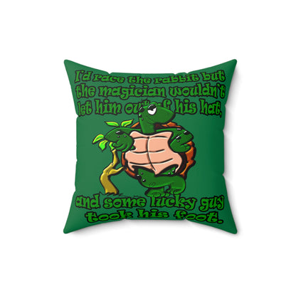 turtle race - Faux Suede Square Pillow - (dark green)