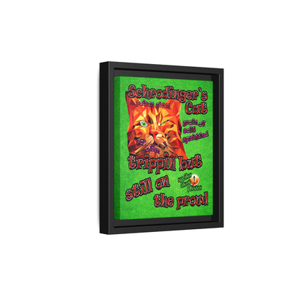 schrodinger's cat - framed canvas art (green turf)