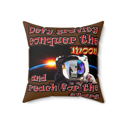 defy conquer reach - Faux Suede Square Pillow - (brown)