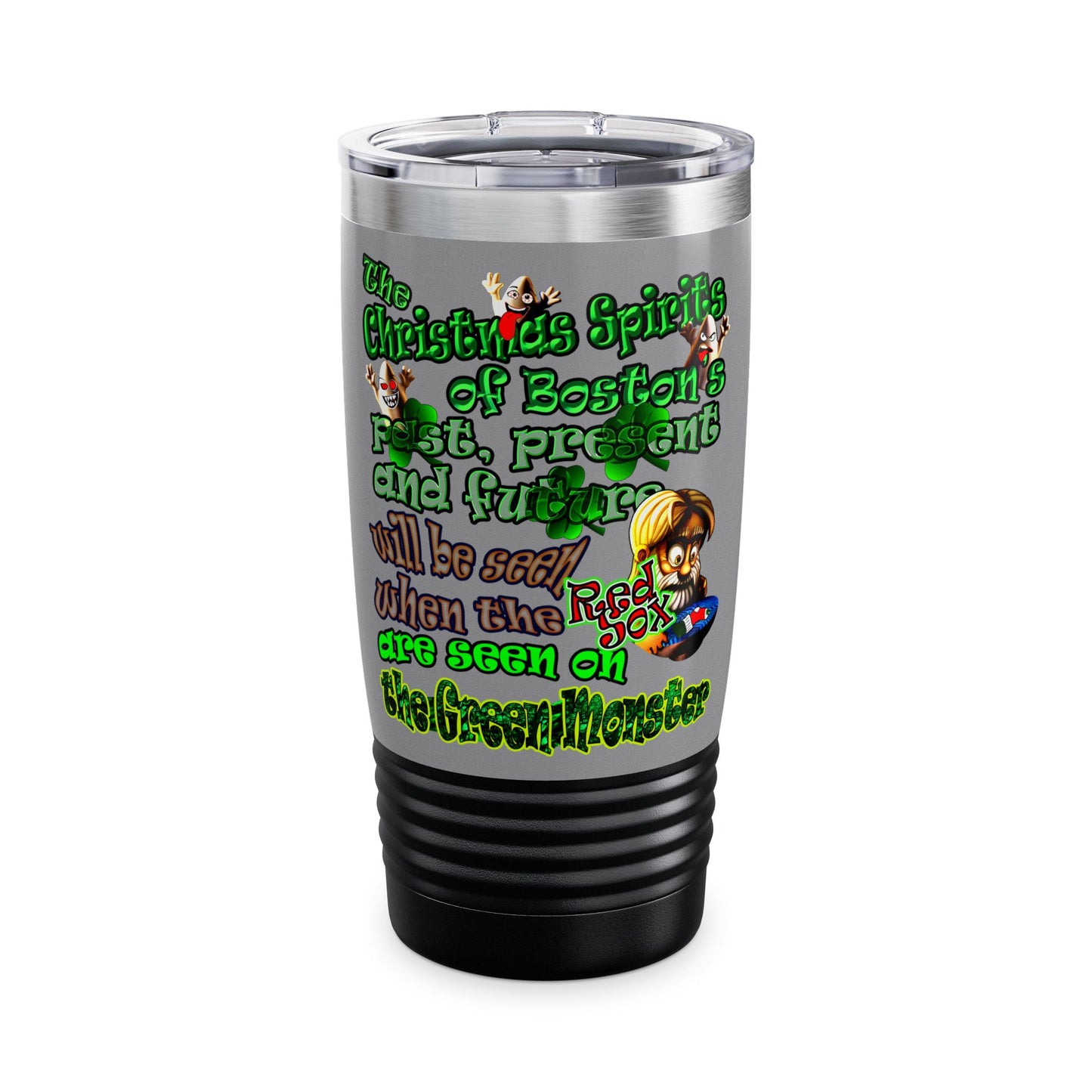 christmas spirits of boston - Ringneck Tumbler, 20oz (grey)