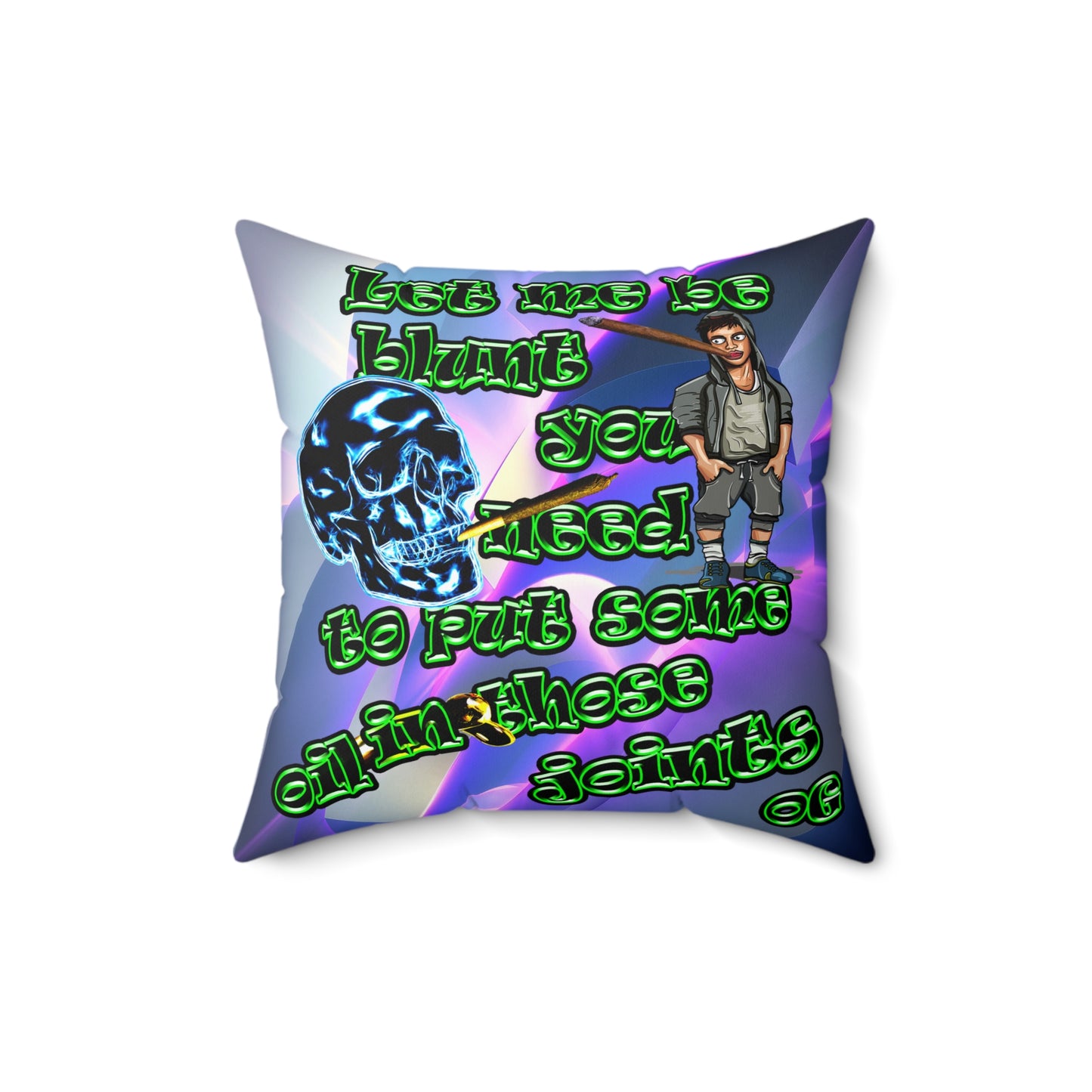 og - Spun Polyester Square Pillow - (grey-pink wave)