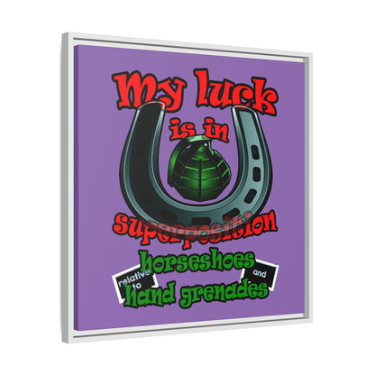 my luck - framed canvas art (light purple)
