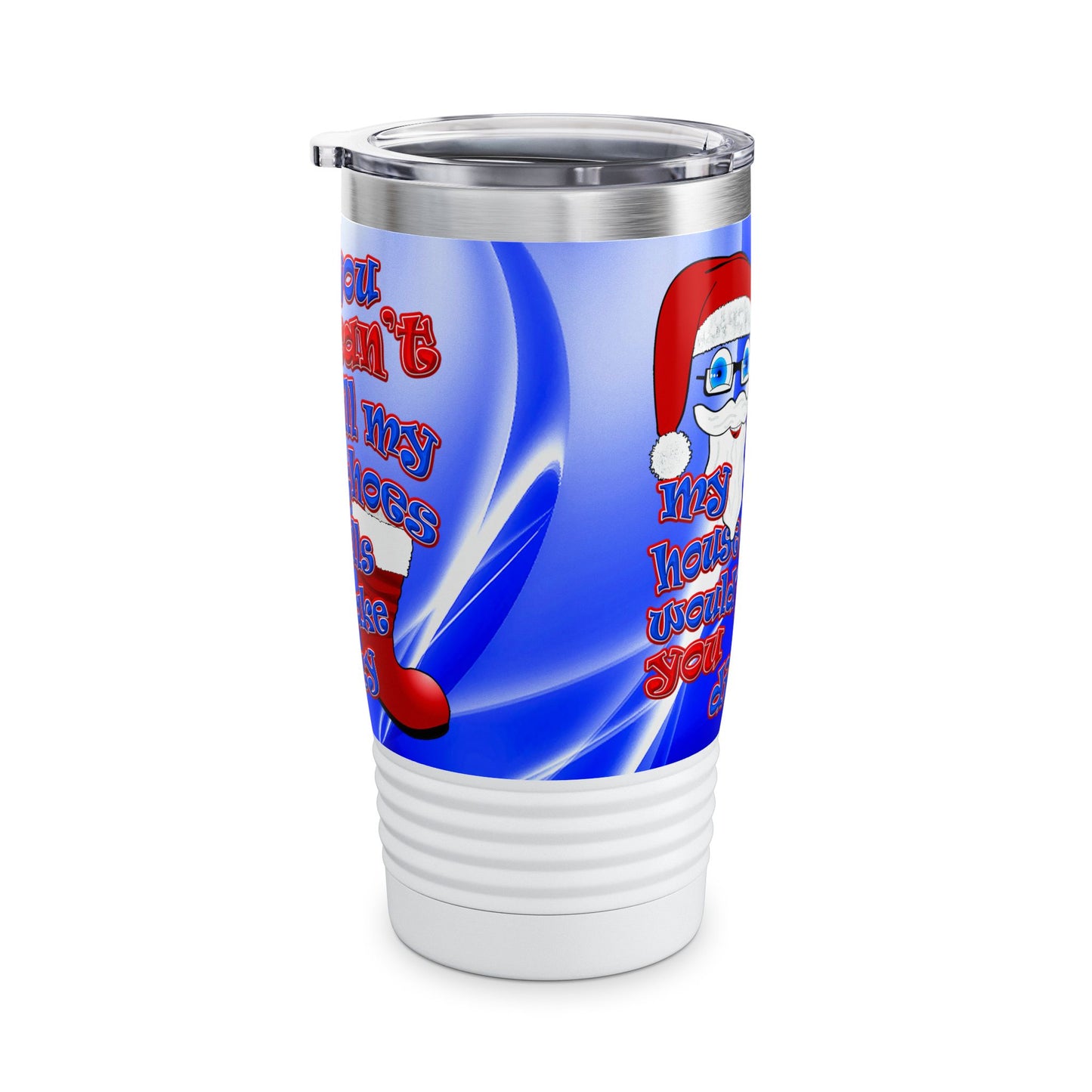 santa's shoes - Ringneck Tumbler, 20oz (blue-white wave)