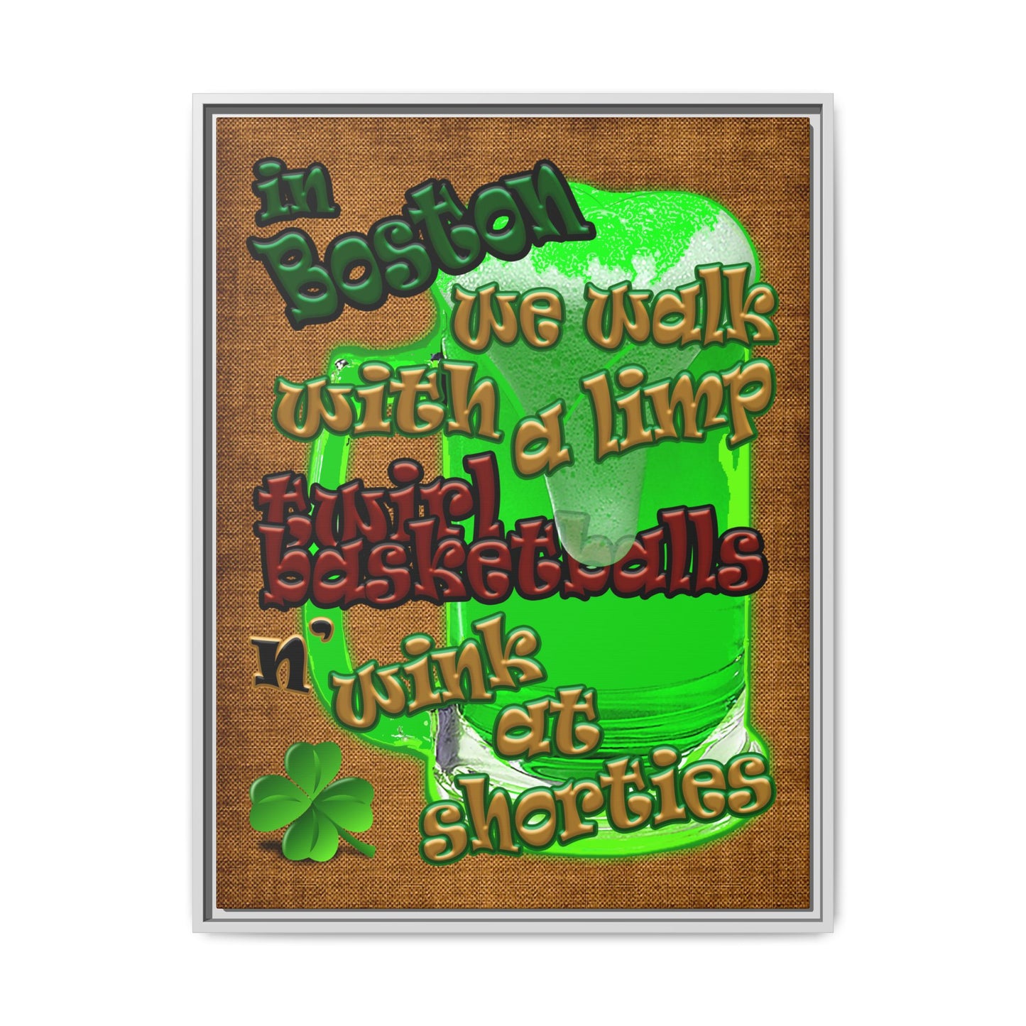 celtics logo - framed canvas art (brown papyrus)