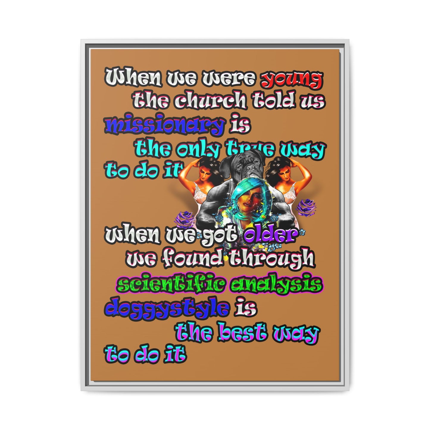 doggystyle - framed canvas art (light brown)