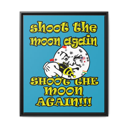 shoot the moon again - framed canvas art (turquoise)