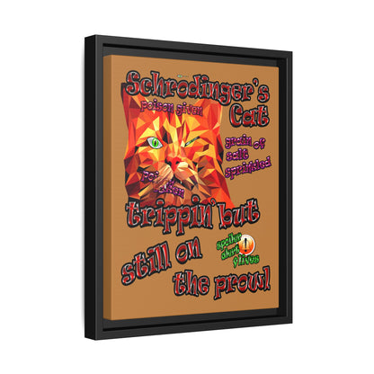 schrodinger's cat - framed canvas art (light brown)