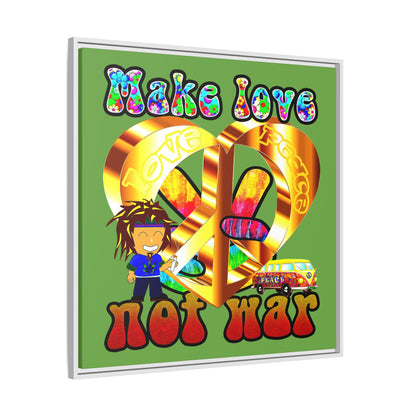 love peace - framed canvas art (green)