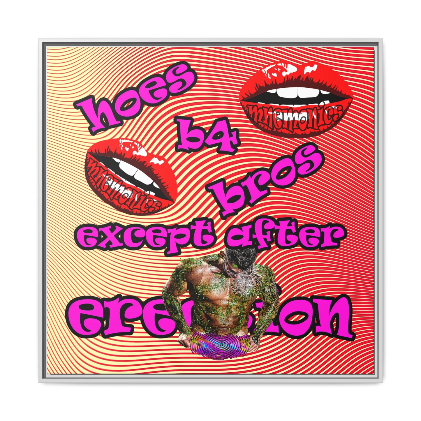 hoes b4 bros - framed canvas art (yellow-orange wave)