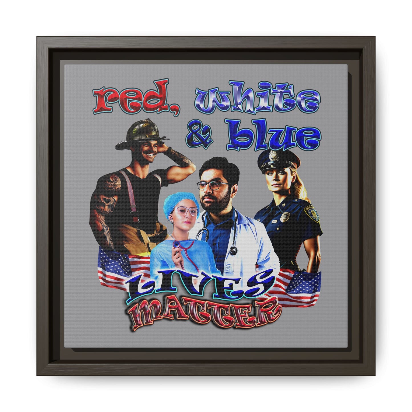 rw&b lives matter - framed canvas art (grey)