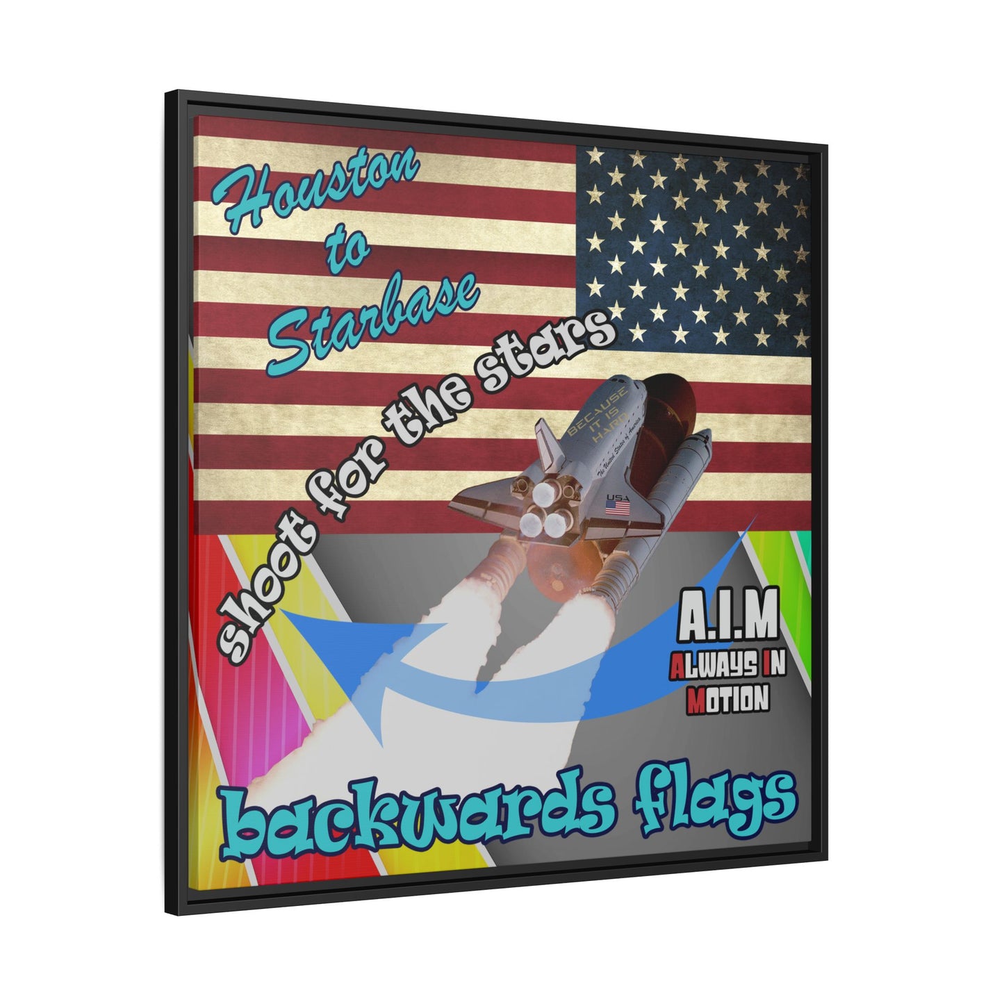 shoot for the stars - framed canvas art (rainbow split)