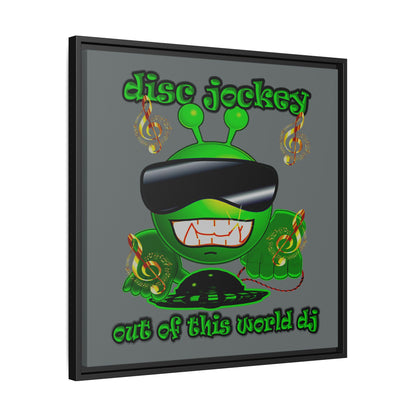 disc jockey - framed canvas art (dark grey)
