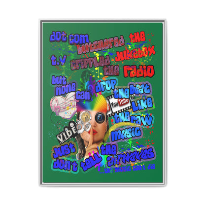 drop the beat - framed canvas art (dark green)
