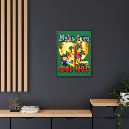 love peace - framed canvas art (dark green)