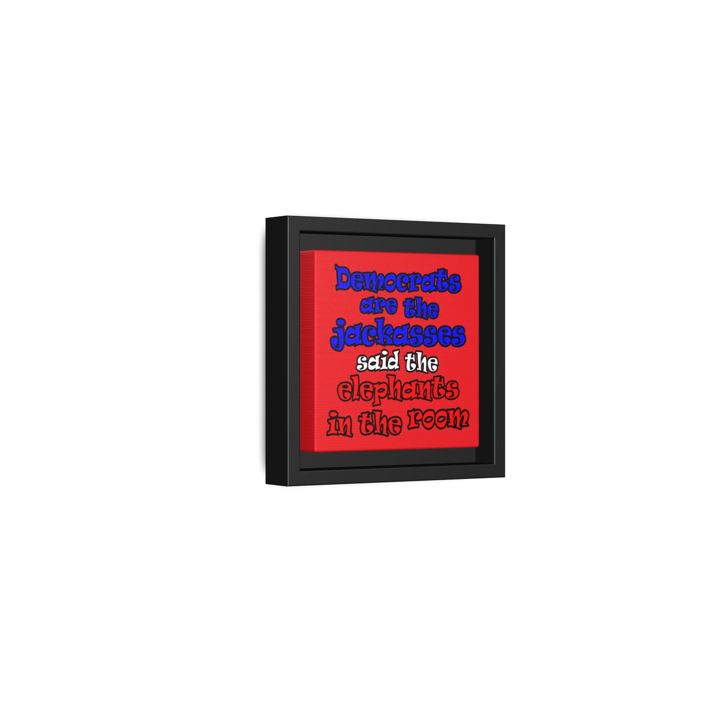 donkeys and elephants - framed canvas art (red)
