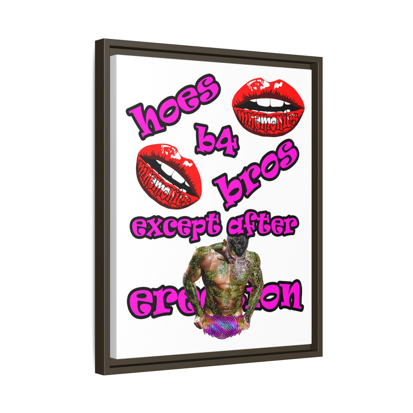hoes b4 bros - framed canvas art (white)