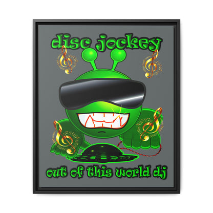 disc jockey - framed canvas art (dark grey)