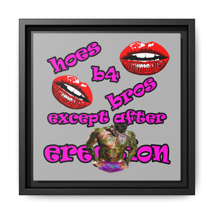 hoes b4 bros - framed canvas art (light grey)