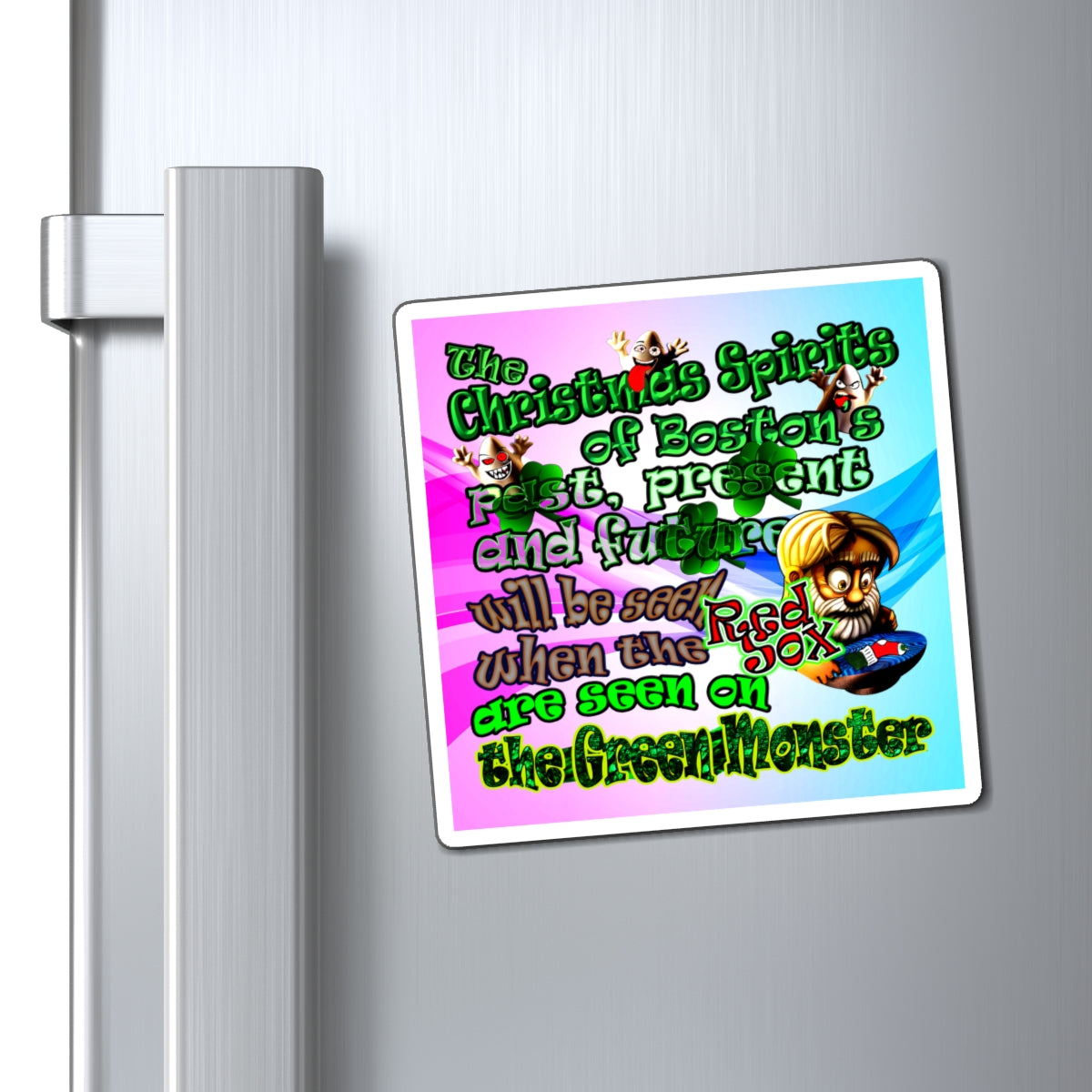 christmas spirits of boston - Magnets - (light blue-pink wave)