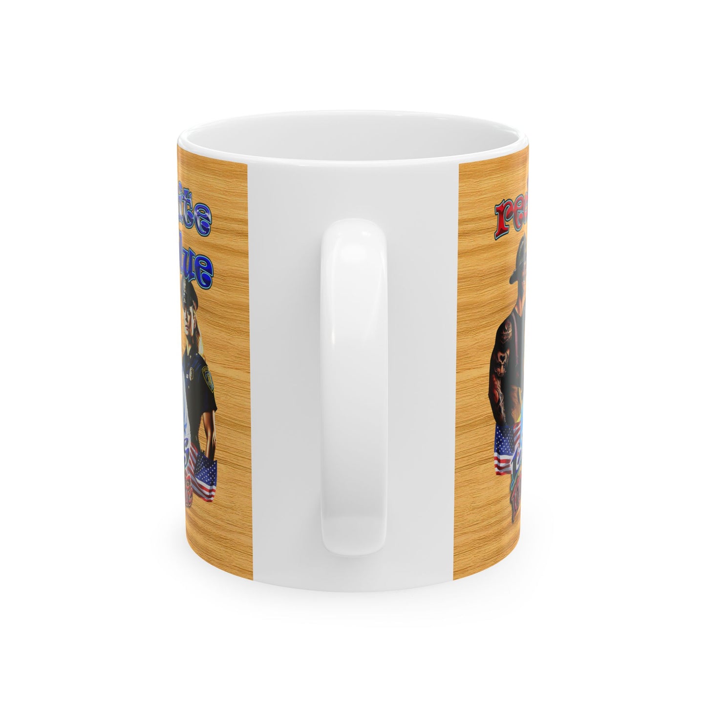 rw&b lives matter - White Mug (butterscotch wood finish)