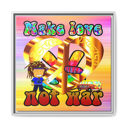 love peace - framed canvas art (color blur)