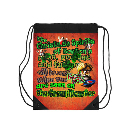christmas spirits of boston - Drawstring Bag (burnt orange)
