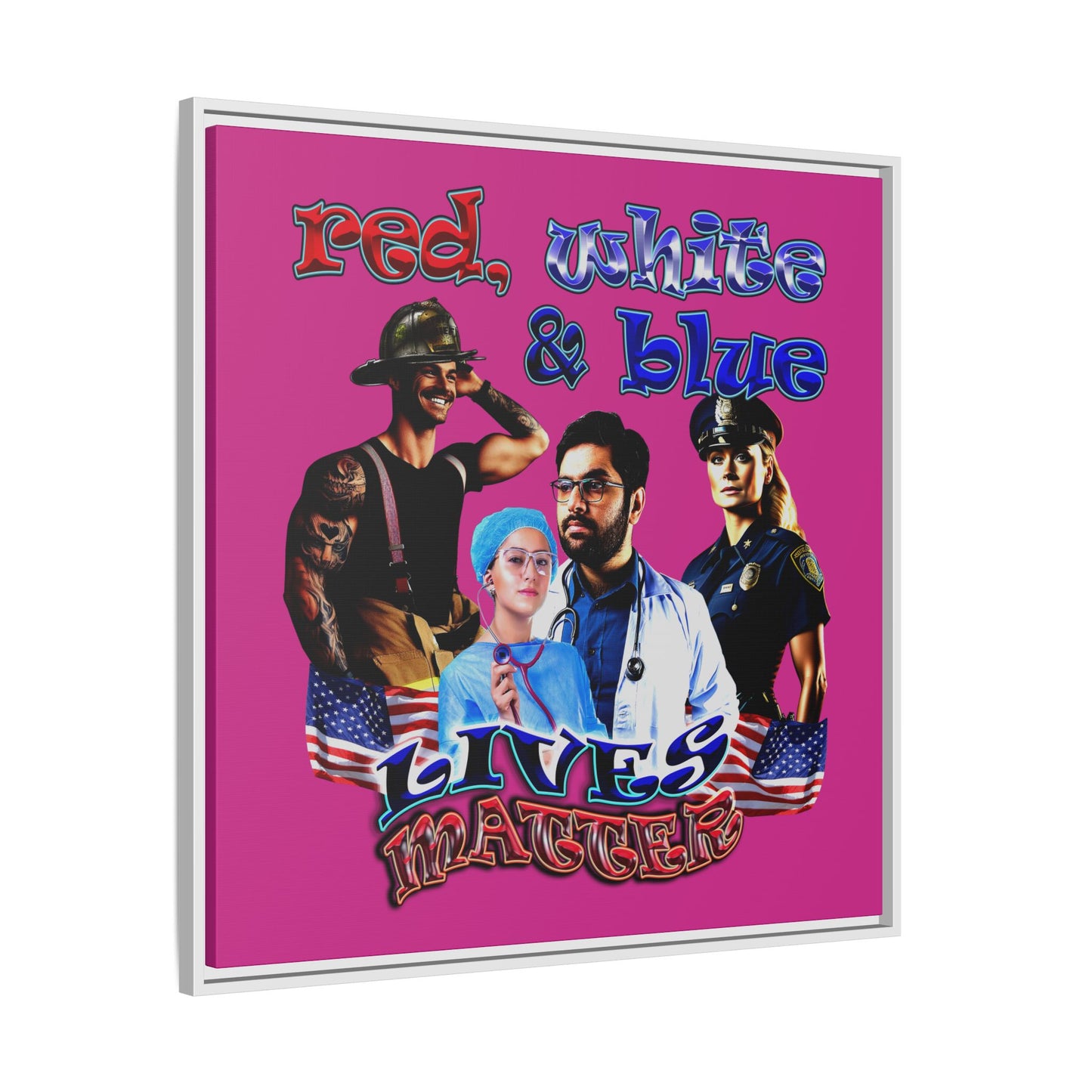 rw&b lives matter - framed canvas art (pink)