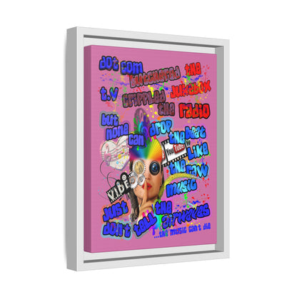 drop the beat - framed canvas art (light pink)