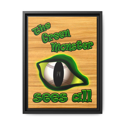 green monster - framed canvas art (butterscotch wood finish)