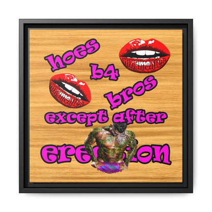 hoes b4 bros - framed canvas art (butterscotch wood finish)
