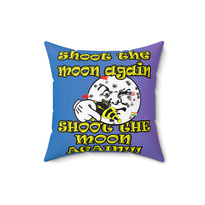 shoot the moon again - Spun Polyester Square Pillow - (light blue-purple wave)