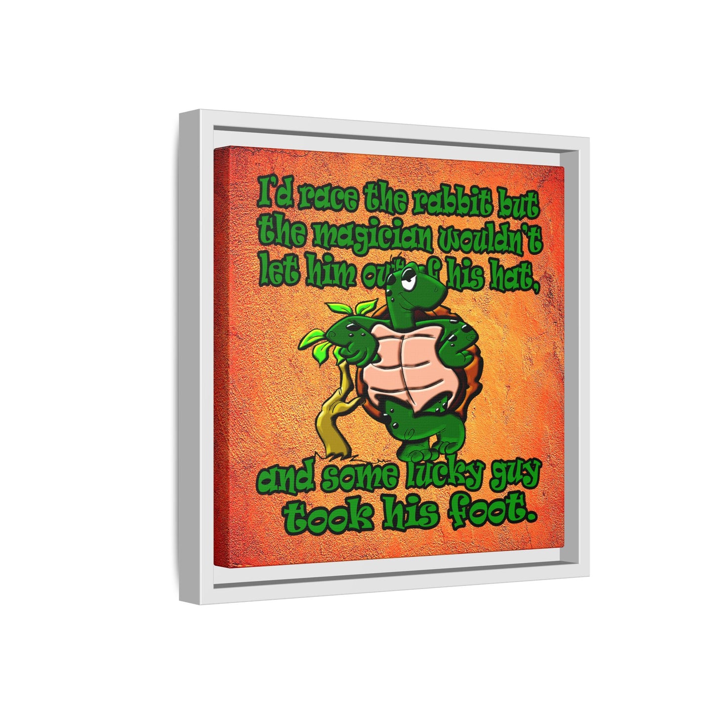 turtle race - framed canvas art (burnt orange)